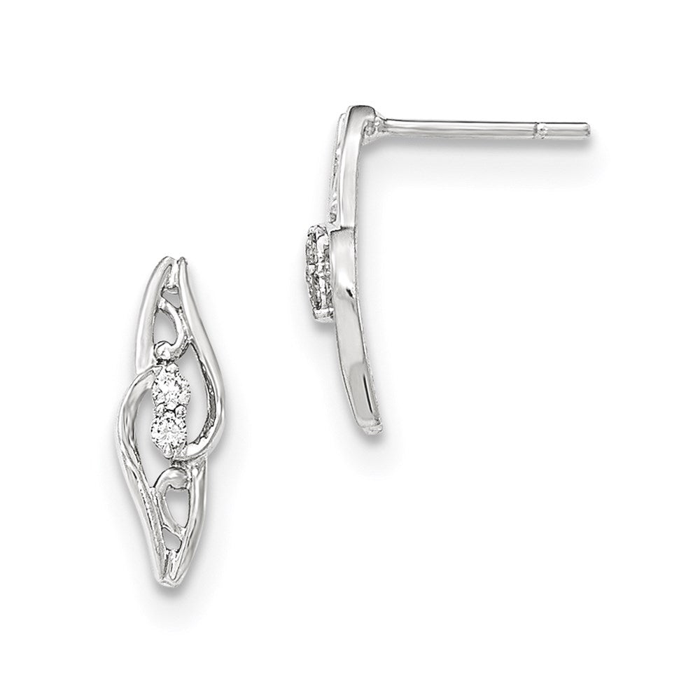 14k White Gold Polished Real Diamond Post Earrings XE2625AA