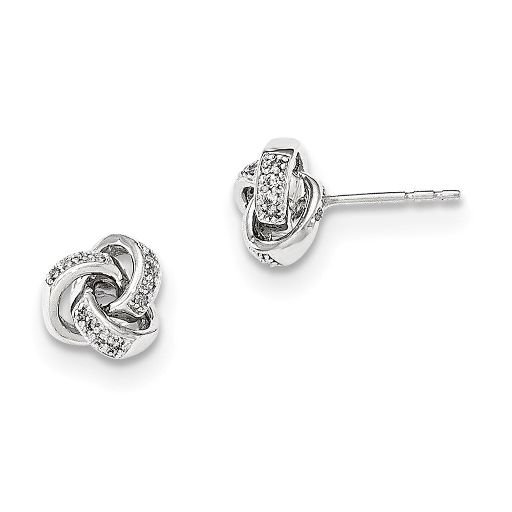 14K White Gold Real Diamond Knot Post Earrings XE2630AA