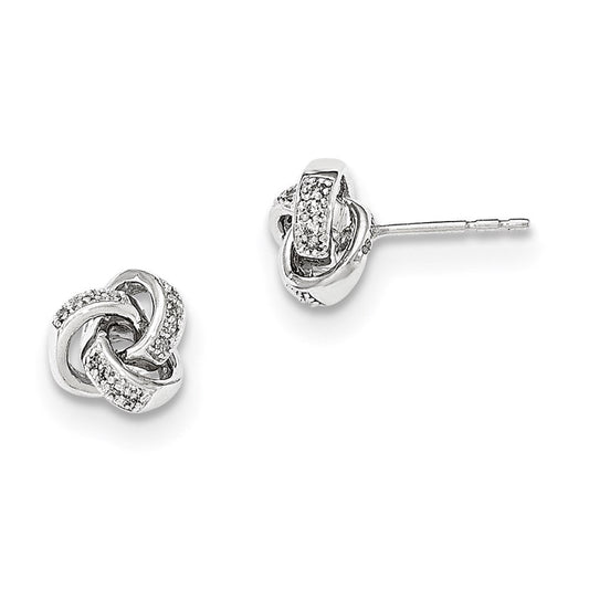 14K White Gold Real Diamond Knot Post Earrings XE2630AA
