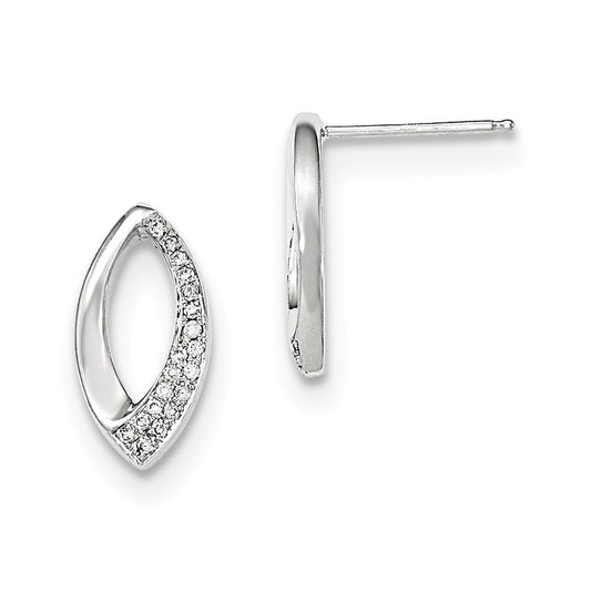 14k White Gold Real Diamond Pav?ó?é¼?í Marquis-shaped Post Earrings
