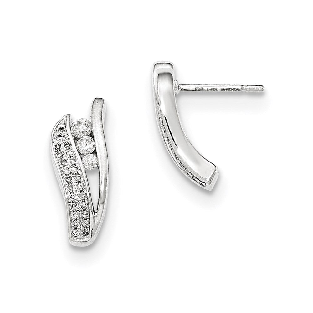 14K White Gold Real Diamond Post Earrings XE2634AA