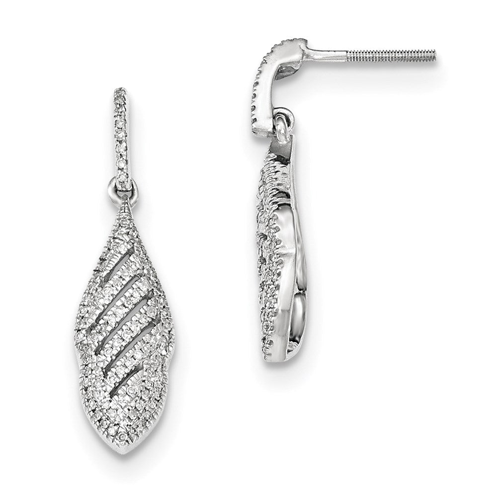 14k White Gold Real Diamond Post Screwback Dangle Earrings XE2636AA