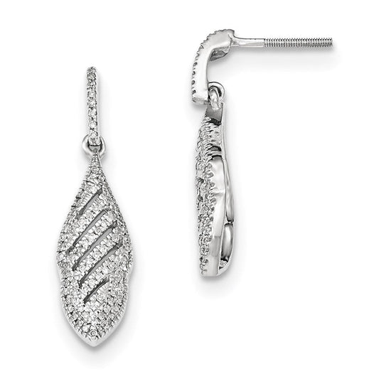 14k White Gold Real Diamond Post Screwback Dangle Earrings XE2636AA