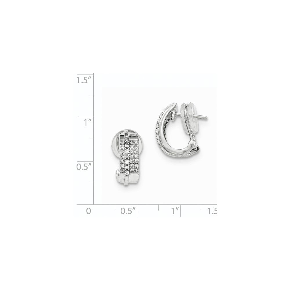 14k White Gold Diamond Polished Omega Back Earrings