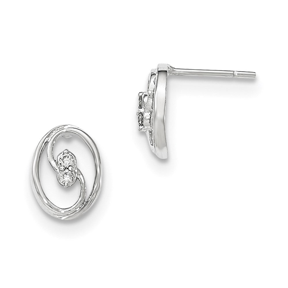 14K White Gold Polished Real Diamond Post Earrings XE2641AA