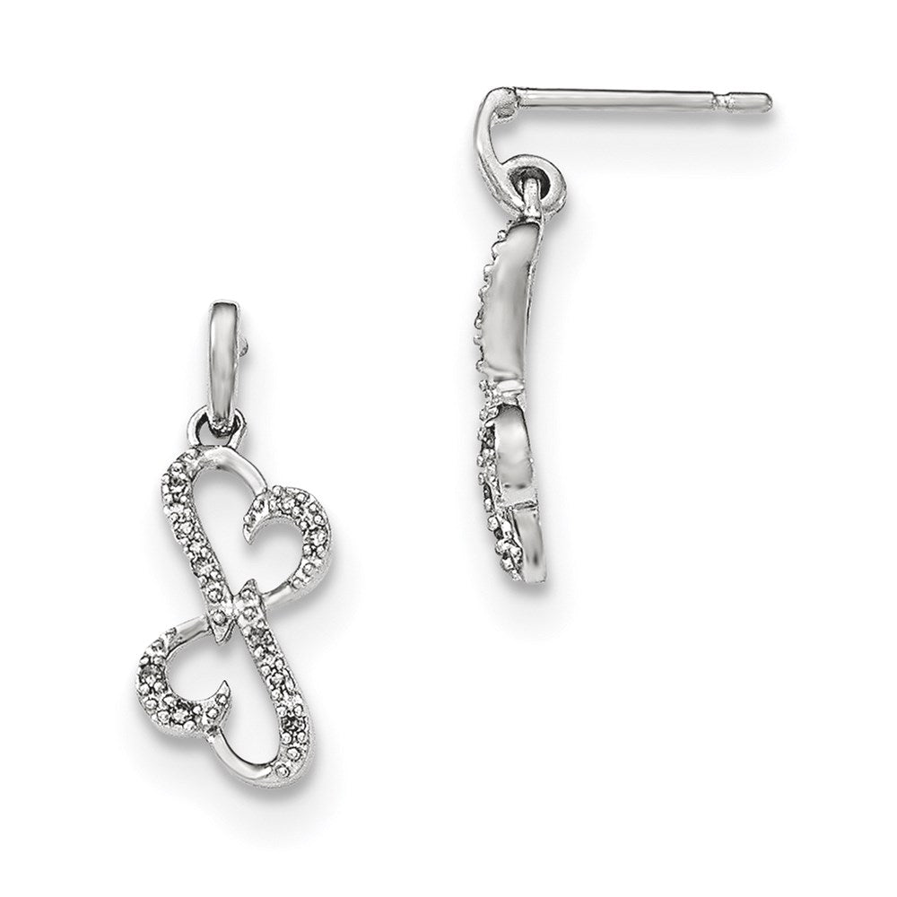 14k White Gold Real Diamond Heart Dangle Post Earrings XE2643AA