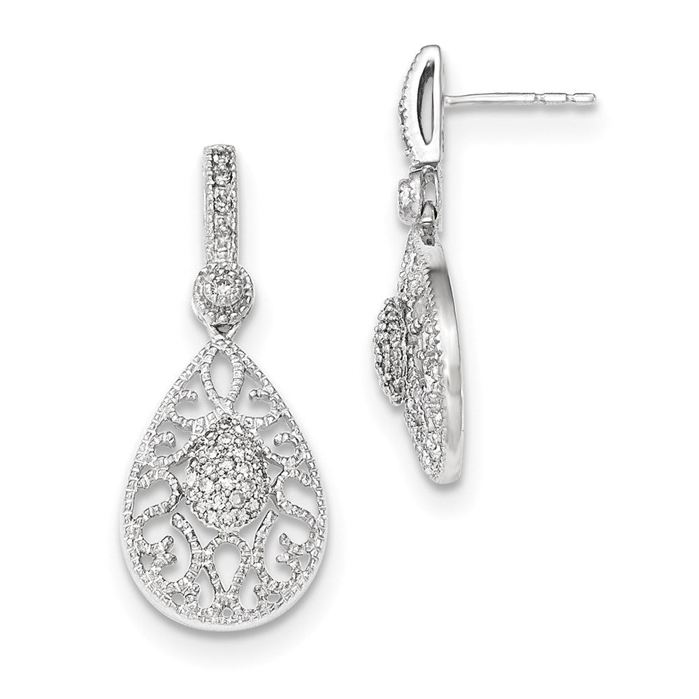 14K White Gold Real Diamond Post Dangle Earrings XE2655AA