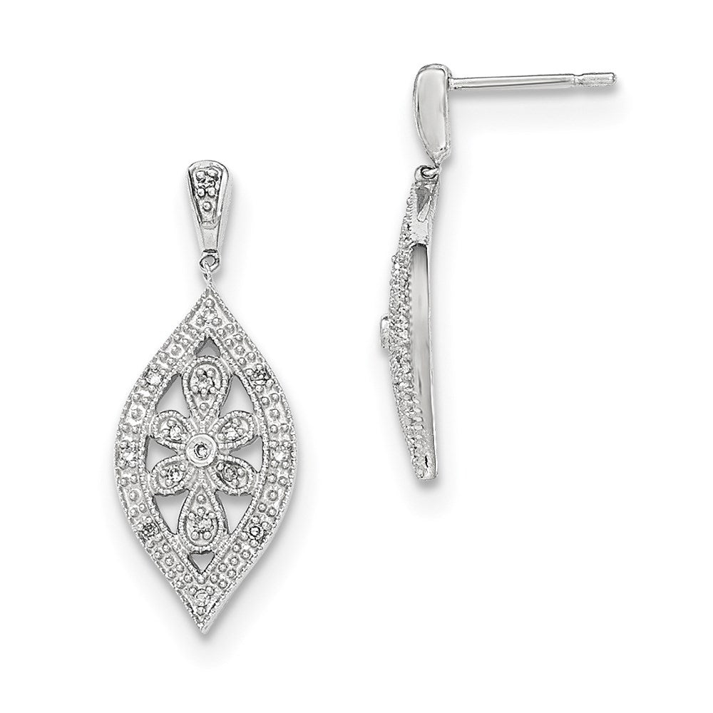 14K White Gold Real Diamond Post Dangle Earrings XE2656AA