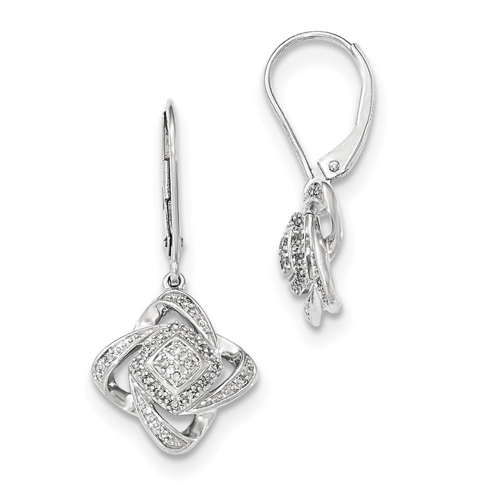14k White Gold Square Real Diamond Leverback Earrings XE2657AA