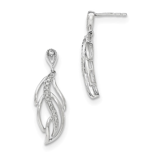 14K White Gold Real Diamond Post Dangle Earrings XE2658AA