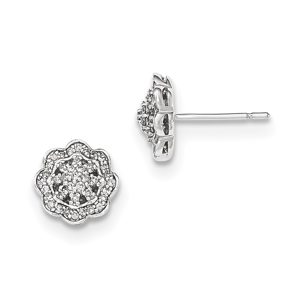 14k White Gold Real Diamond Post Earrings XE2660AA