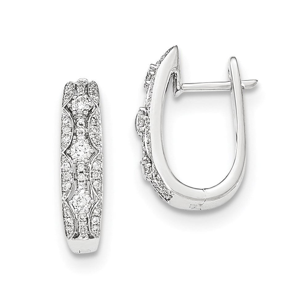 14k White Gold Real Diamond Hinged Post Earrings XE2661AA