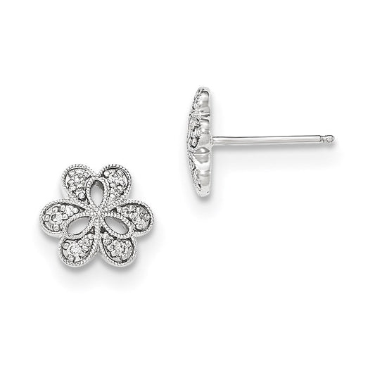 14k White Gold Real Diamond Post Earrings XE2667AA