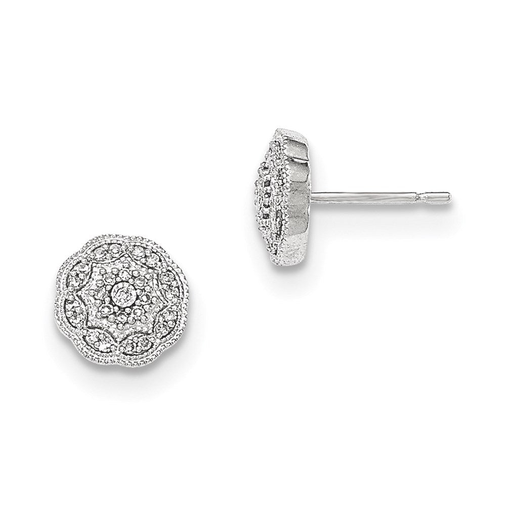 14K White Gold Real Diamond Round Post Earrings XE2672AA