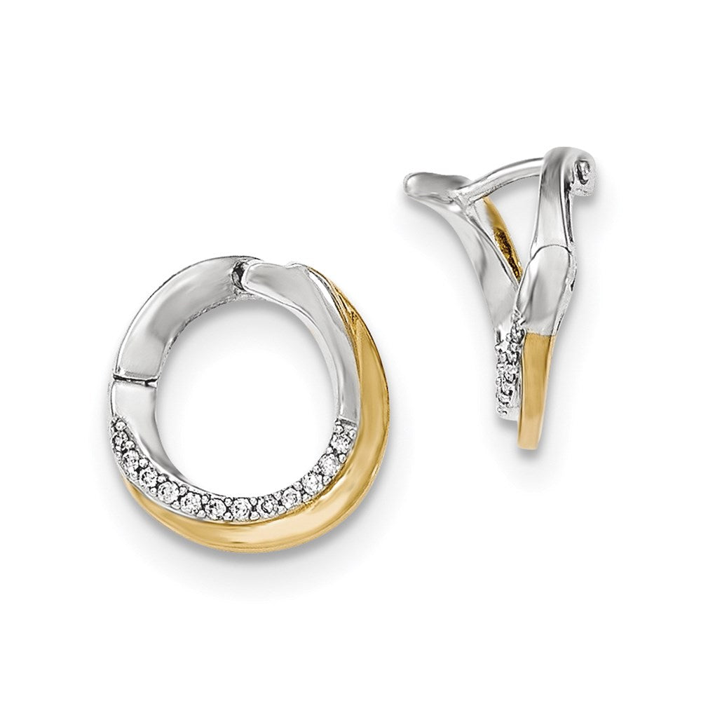 14K White Gold Real Diamond Yellow Rhodium Hinged Earrings XE2677AA