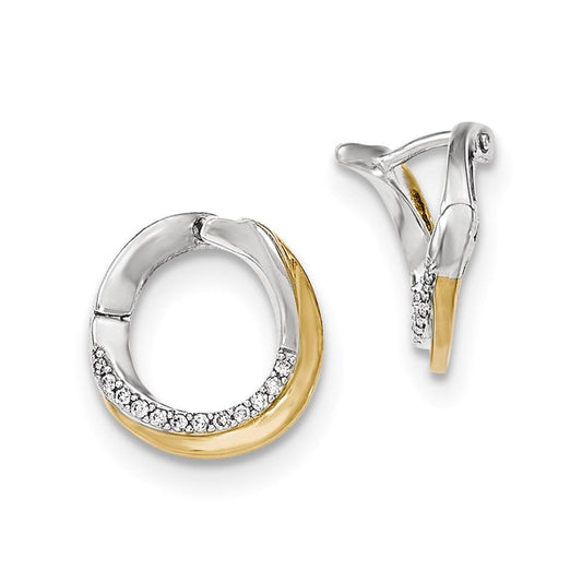 14K White Gold Real Diamond Yellow Rhodium Hinged Earrings XE2677AA