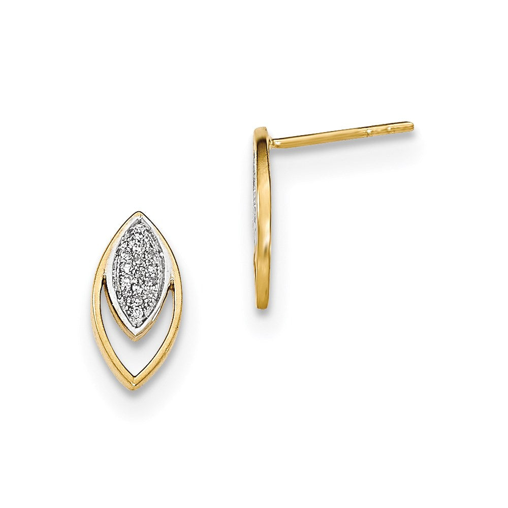 14k Yellow Gold Real Diamond Post Earrings XE2689A