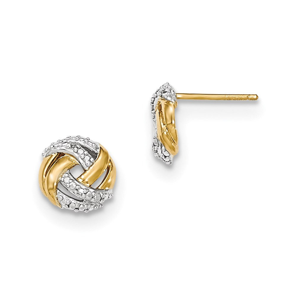 14k Yellow Gold Real Diamond w/Rhodium Accents Round Post Earrings XE2693AA