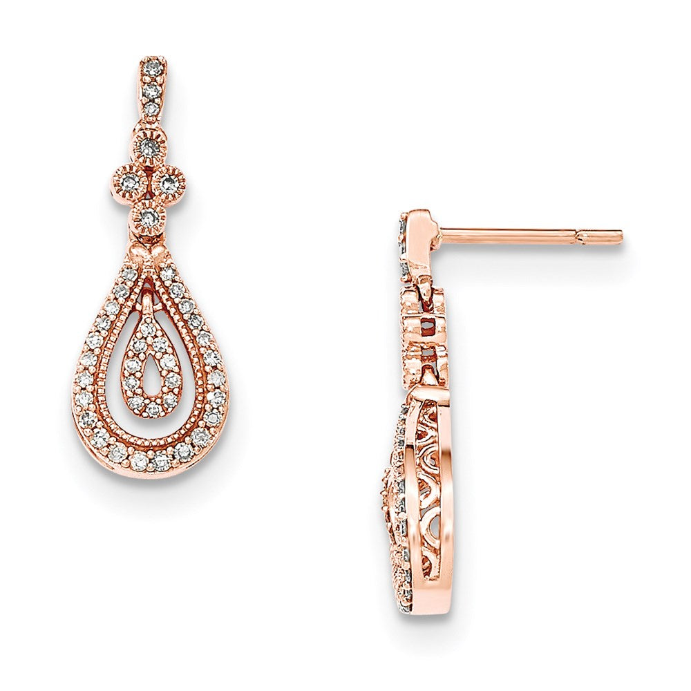 14K Rose Gold Polished Real Diamond Post Earrings XE2701AA