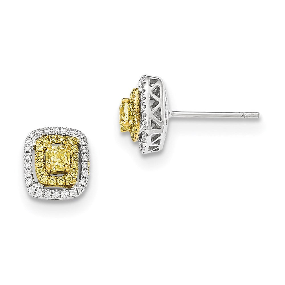 14k Yellow Gold Two-tone Fancy Yellow Real Diamond Post Earrings XE2709AA