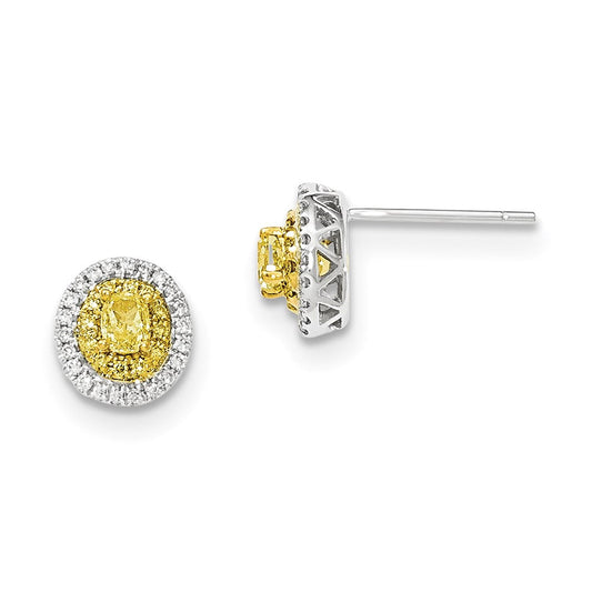 14k Yellow Gold Two-tone Fancy Yellow Real Diamond Post Earrings XE2710AA