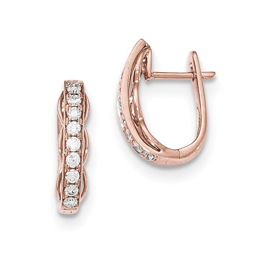 14k Rose Gold Fancy Undercarriage Real Diamond Hinged Post Earrings XE2715AA