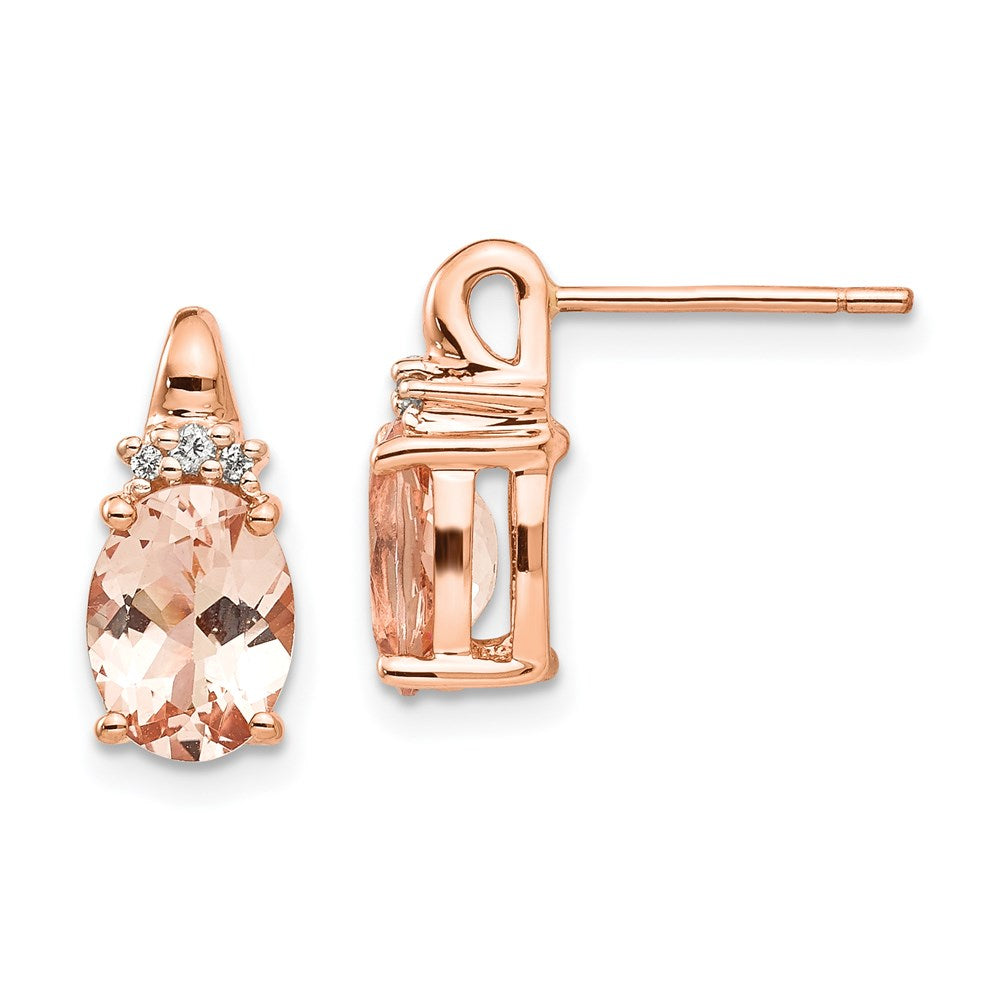 14K Rose Gold Morganite and Real Diamond Post Earrings XE2721MG/AA