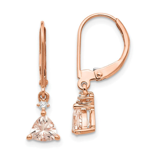 14k Rose Gold Trillion Morganite & Real Diamond Leverback Earrings XE2722MG/AA