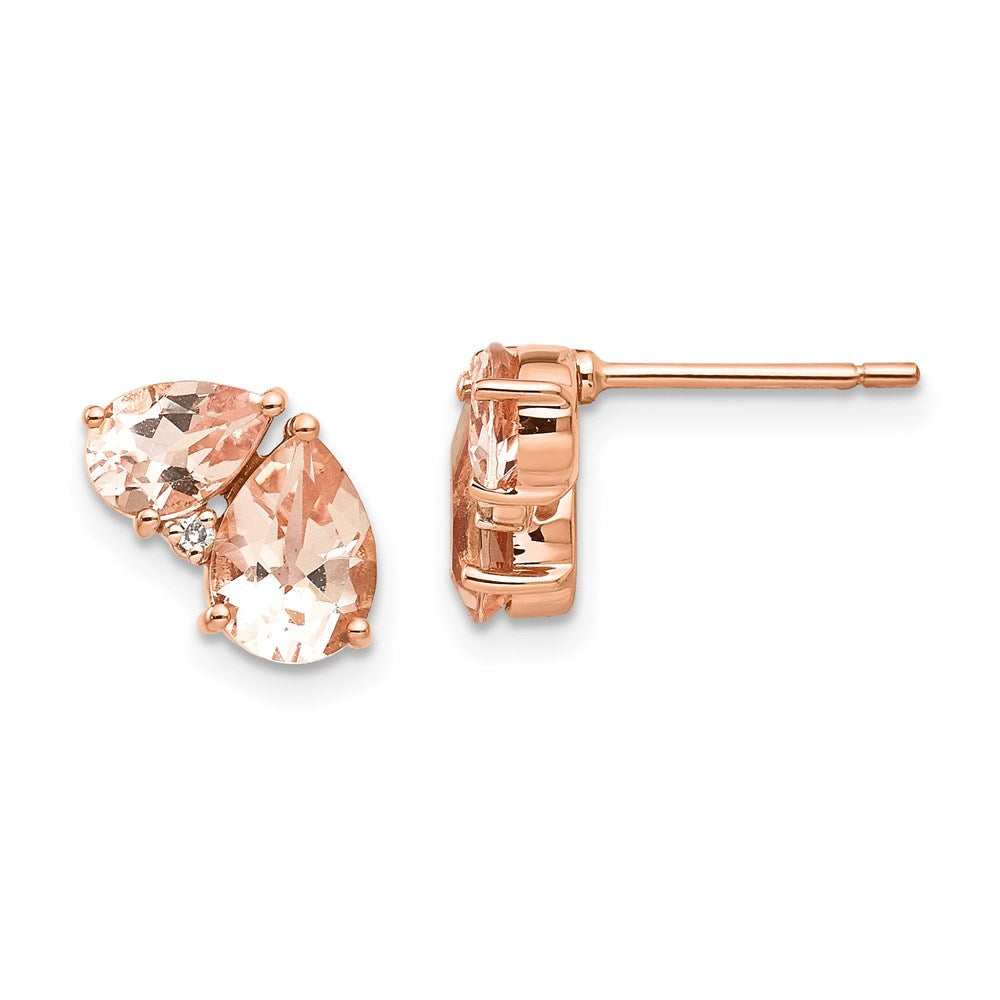 14K Rose Gold Morganite and Real Diamond Post Earrings XE2725MG/AA