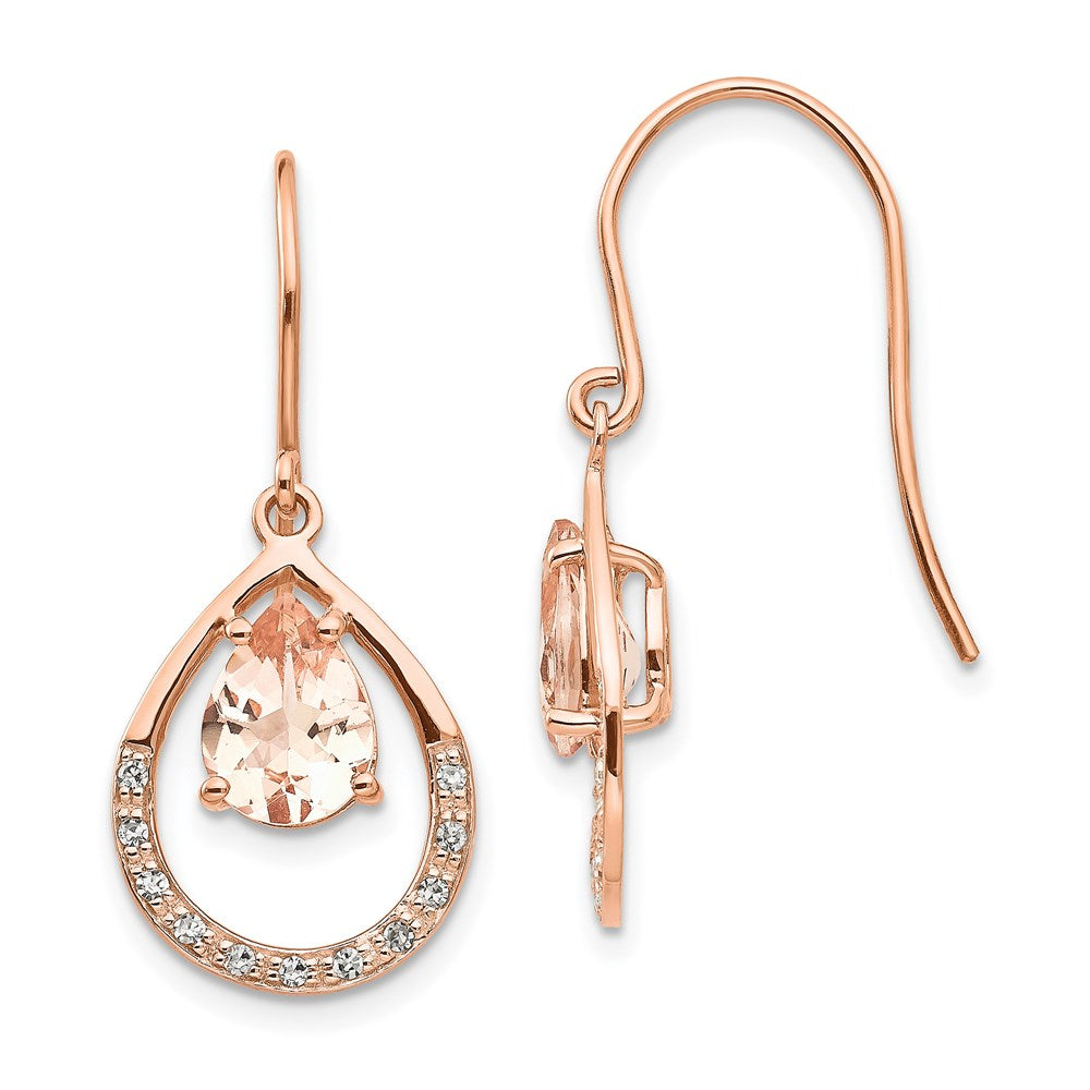 14K Rose Gold Morganite and Real Diamond Shepherd Hook Earrings XE2726MG/AA