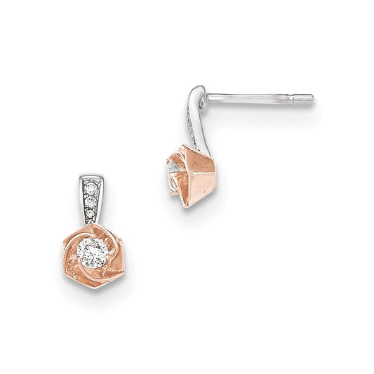 14K White Gold w/Rose Rhodium Real Diamond Post Earrings XE2753AA