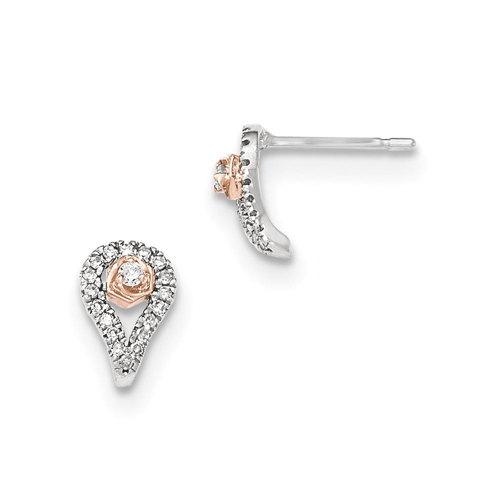 14K Yellow Gold White Gold w/Rose Rhodium Real Diamond Post Earrings XE2754AA