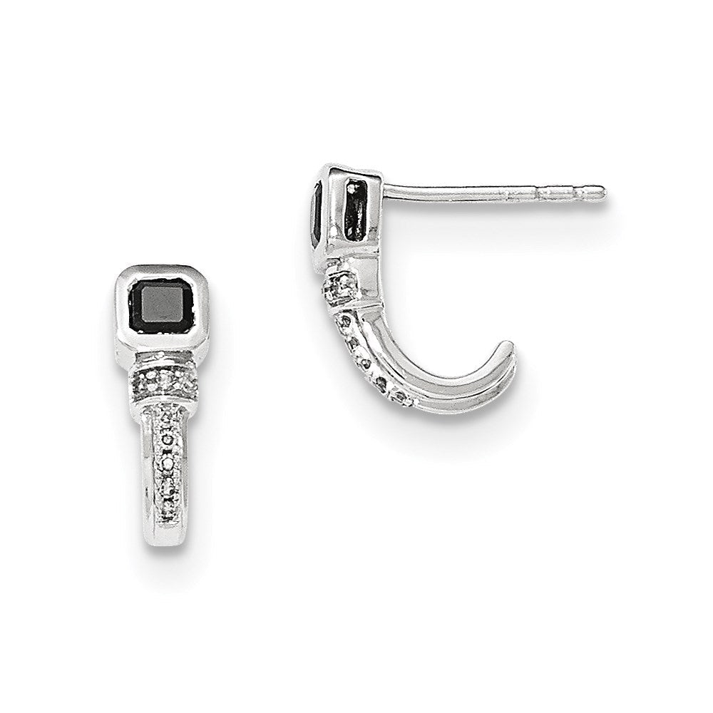 14k White Gold Polished Real Diamond and Black Real Diamond Post Earrings XE2759AA