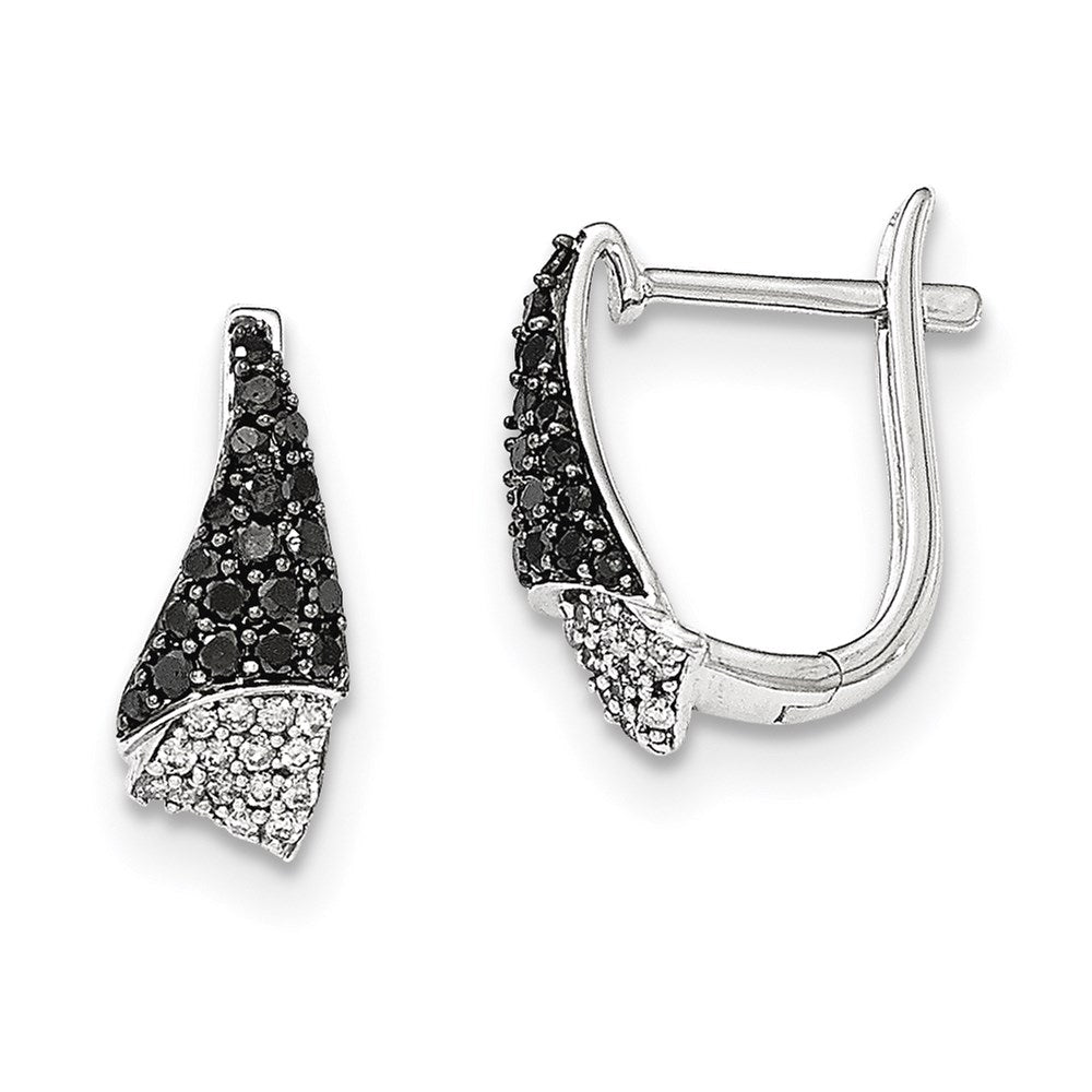 14k White Gold Real Diamond & Black Real Diamond Hinged Post Earrings XE2761AA