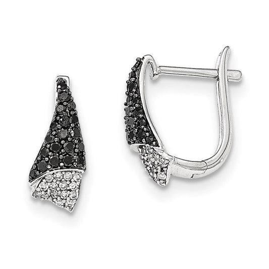 14k White Gold Real Diamond & Black Real Diamond Hinged Post Earrings XE2761AA