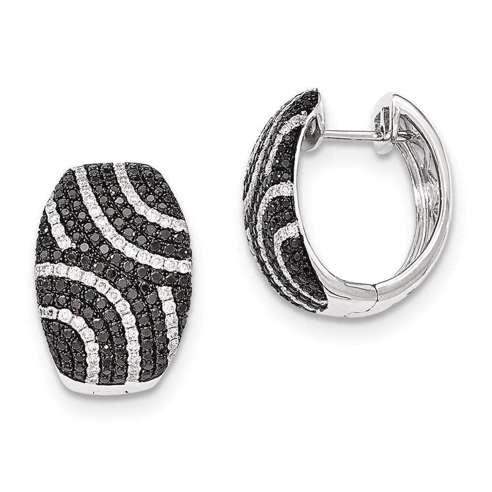 14k White Gold Black & White Real Diamond Hinged Post Earrings XE2762AA