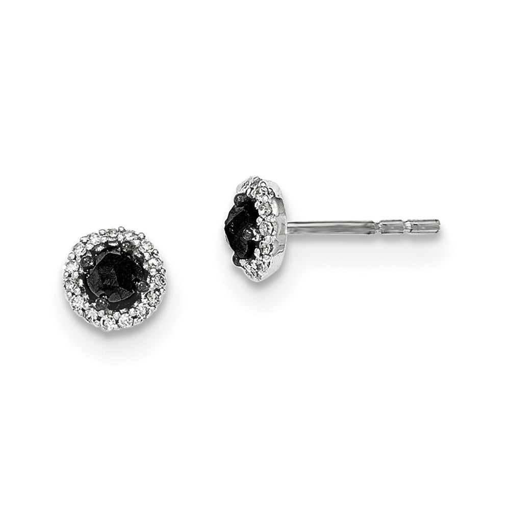 14k White Gold Black and White Real Diamond Post Earrings XE2766AA