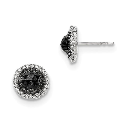 14k White Gold Black and White Real Diamond Post Earrings XE2767AA