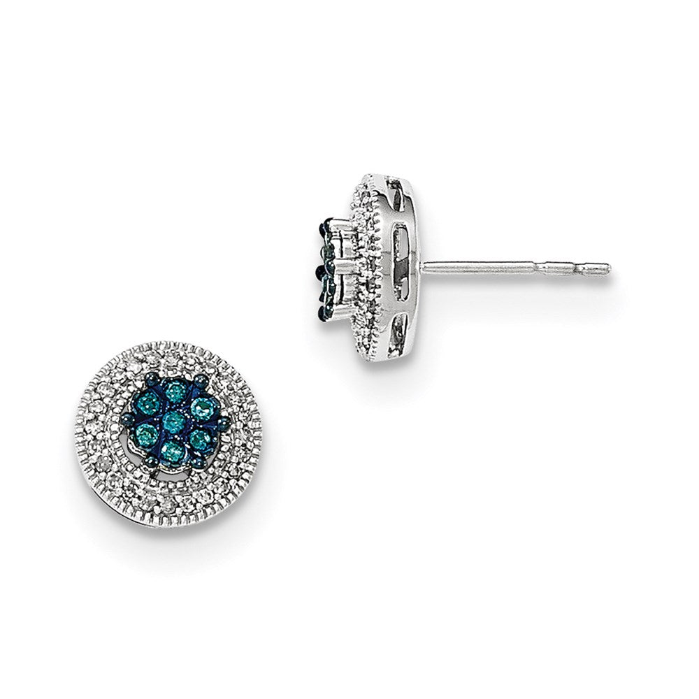14K White Gold Blue & White Real Diamond Post Earrings XE2770AA