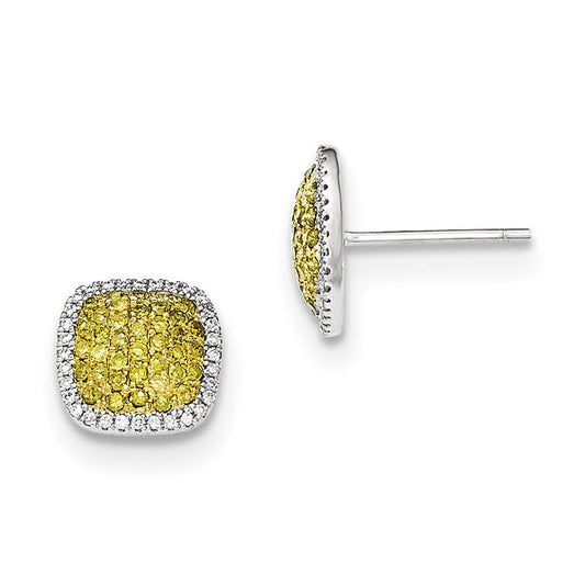 14K White Gold Real Diamond & Pav‚ Yellow Real Diamond Post Earrings XE2782AA