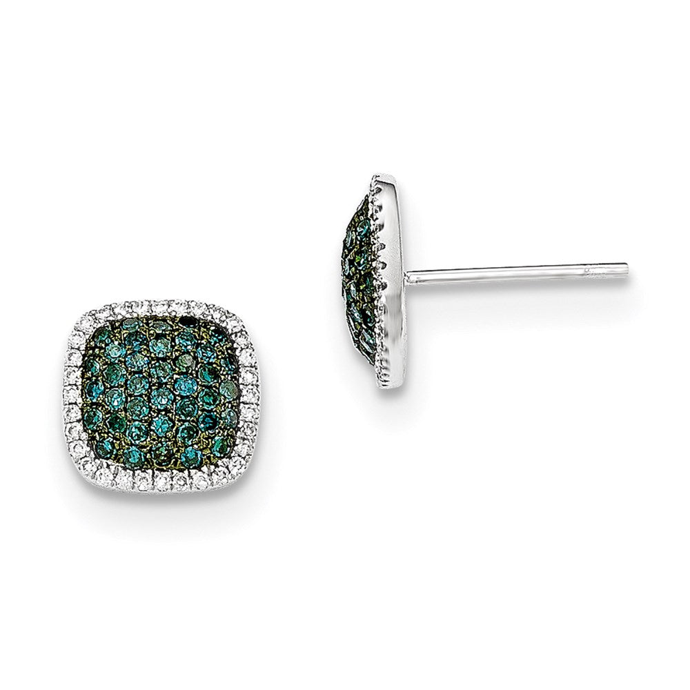 14k White Gold Diamond u0026 Pavé Blue Diamond Post Earrings