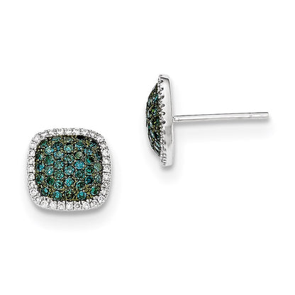 14k White Gold Diamond u0026 Pavé Blue Diamond Post Earrings