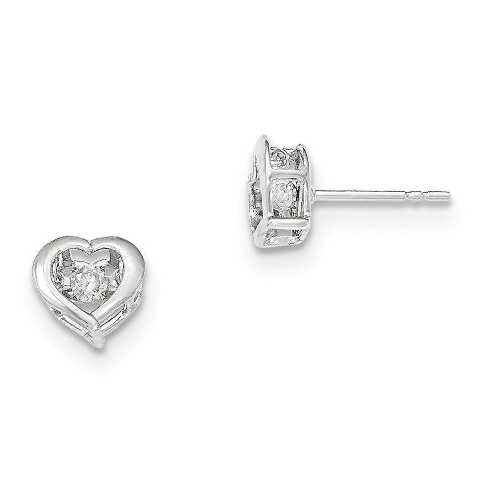 14k White Gold Vibrant Real Diamond Polished Heart Post Earrings XE2787AA