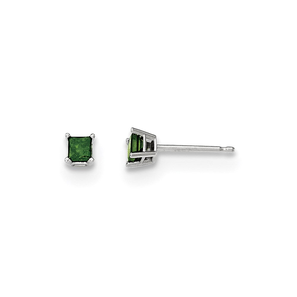 14K White Gold .25ct. Green Real Diamond Stud Earrings XE2791