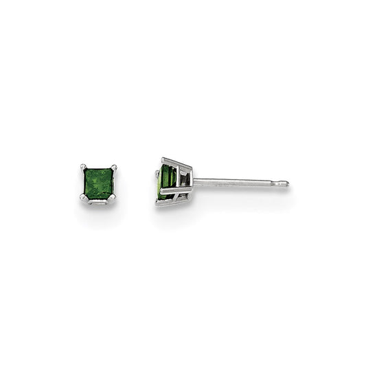 14K White Gold .25ct. Green Real Diamond Stud Earrings XE2791