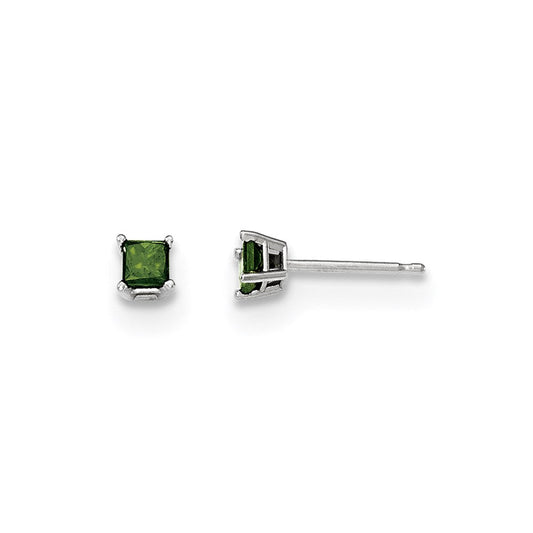 14K White Gold .30ct. Green Real Diamond Stud Earrings XE2792