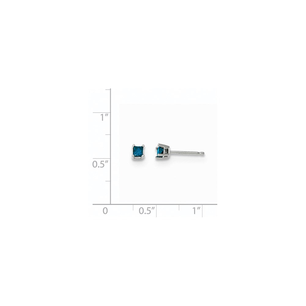 14k White Gold .20ct. Blue Diamond Stud Earrings