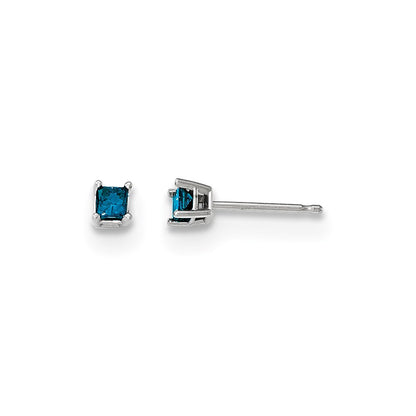 14k White Gold .20ct. Blue Diamond Stud Earrings