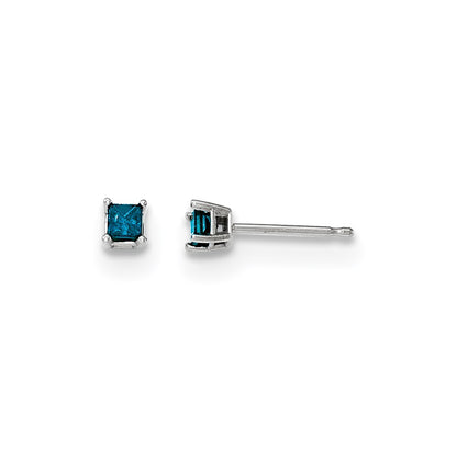 14k White Gold .25ct. Blue Diamond Stud Earrings