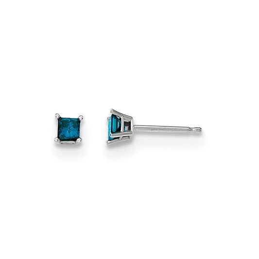 14k White Gold .30ct. Blue Diamond Stud Earrings